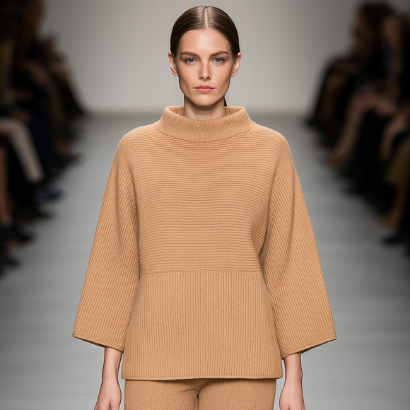 St. John Sweaters - ST. JOHN Medium 100% Cashmere Mock Neck Sweater Beige knit